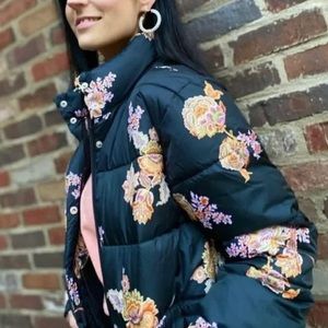 WHO WHAT WEAR Paisley Puffer Coat Jacket NWT- Black, Orange, Pink, Yellow, Cream